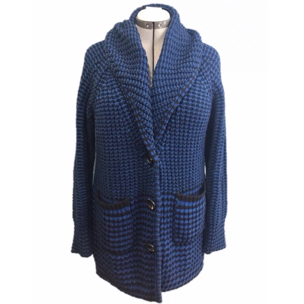 Vintage Victoria’s Secret Wool L Large Black Blue Sweater Cardigan Moda Retro 12